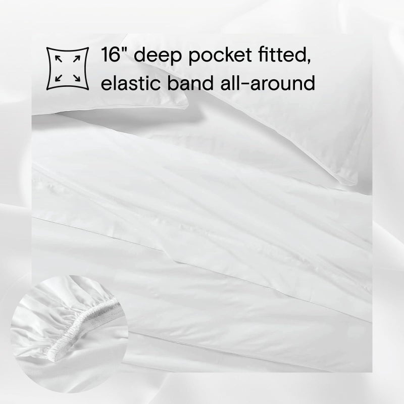 Sijo AiryWeight Tencel Sheet Set, 100% Lyocell Derived from Eucalyptus, Buttery Soft, Architectural Digest Best Cooling Sheets Winner - 3pc - 2 Pillowcases 1 Fitted (Snow, Cal King) - Image 4